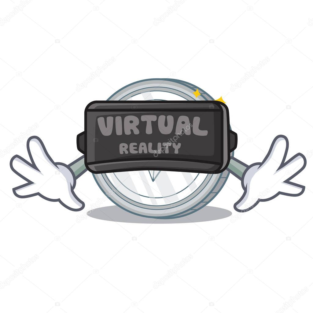 With virtual reality Tron coin character cartoon