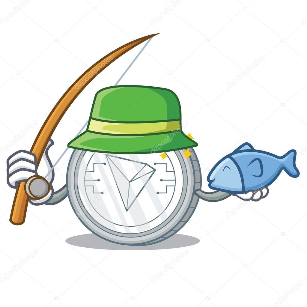 Fishing Tron coin character cartoon
