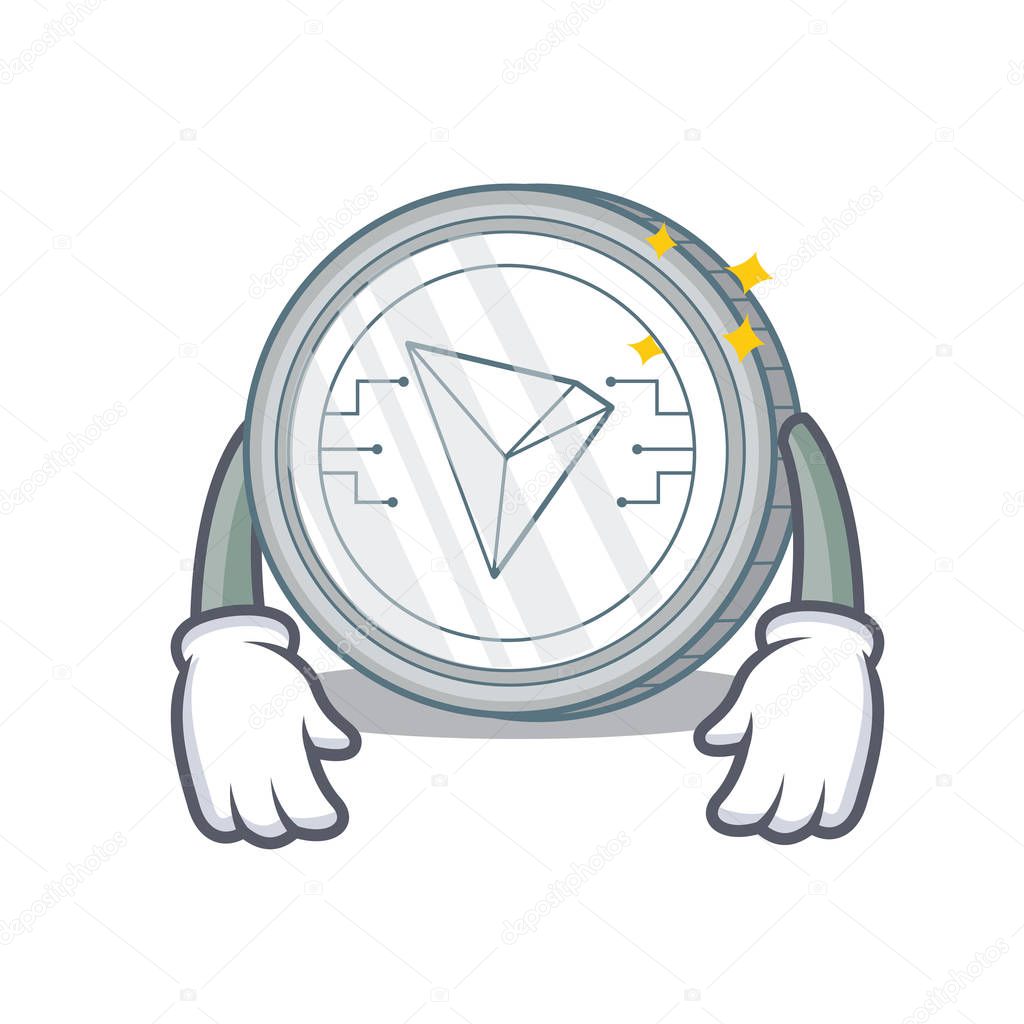 Tired Tron coin character cartoon