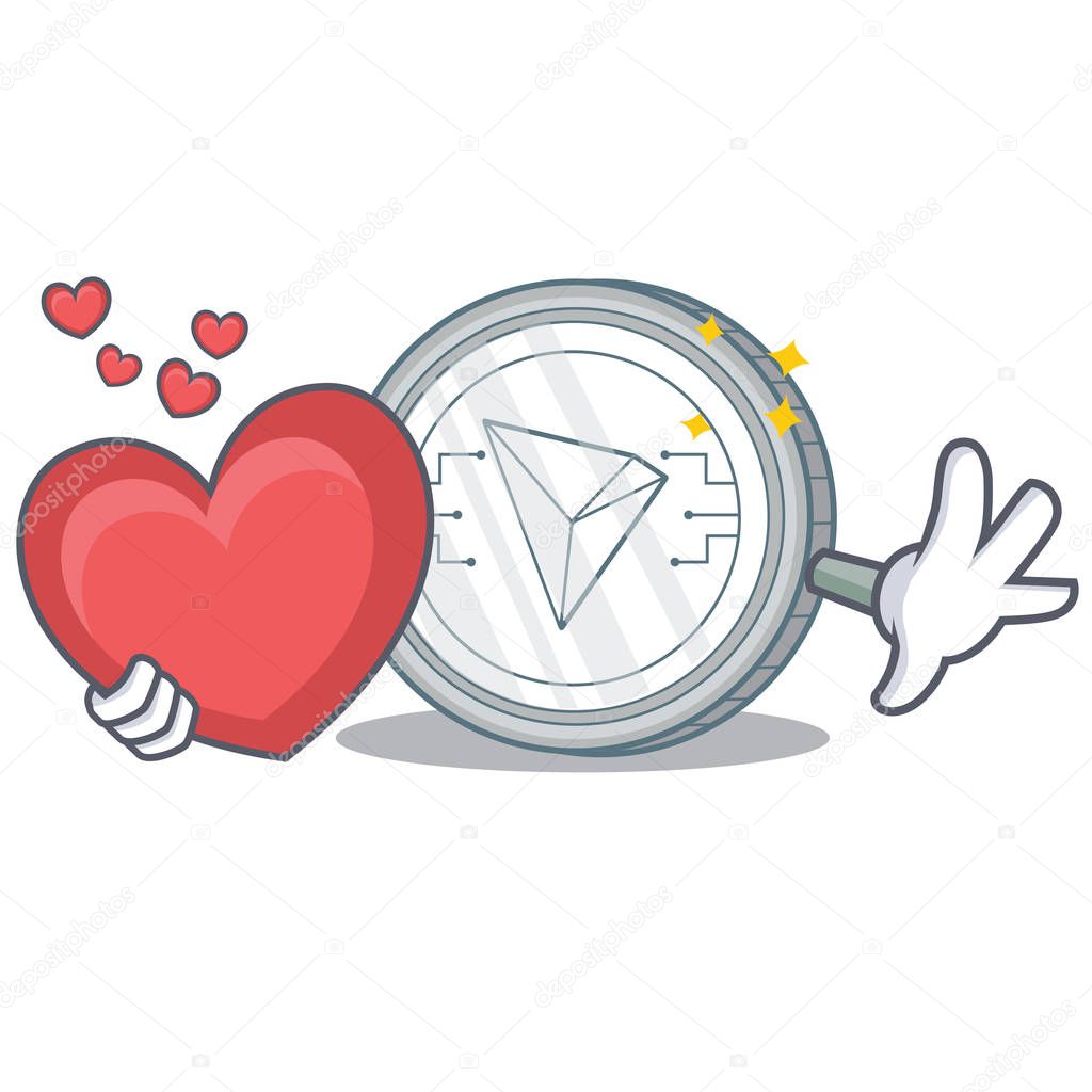 With heart Tron coin character cartoon