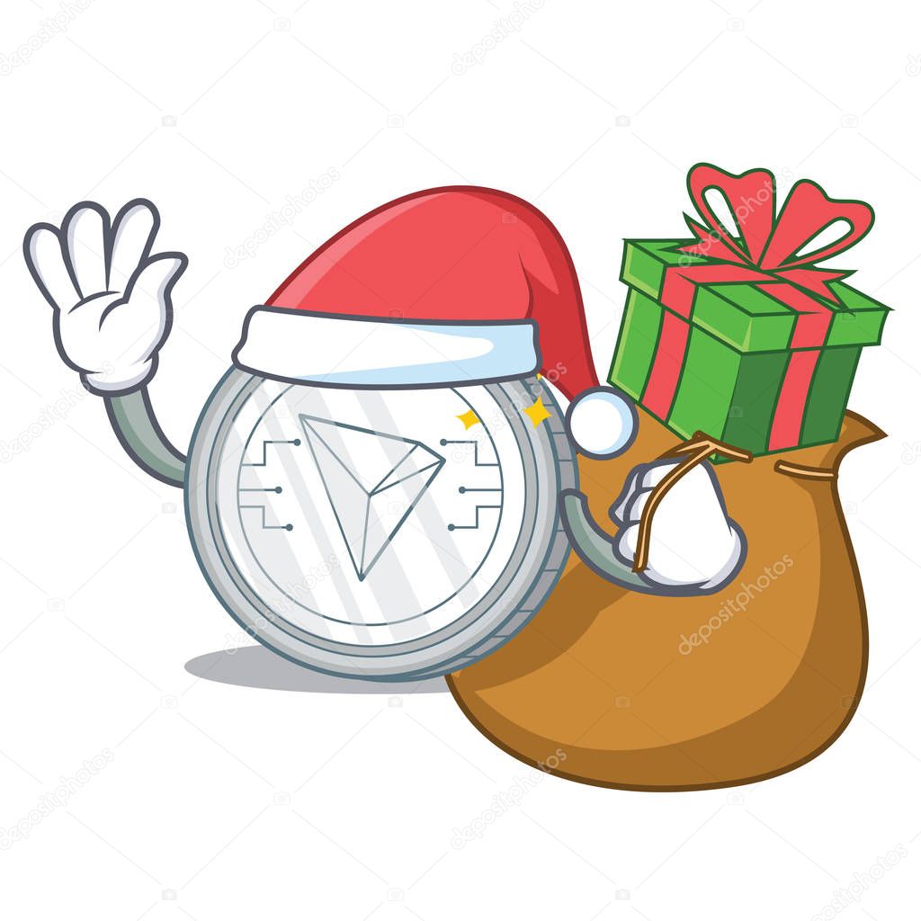 Santa with gift Tron coin character cartoon