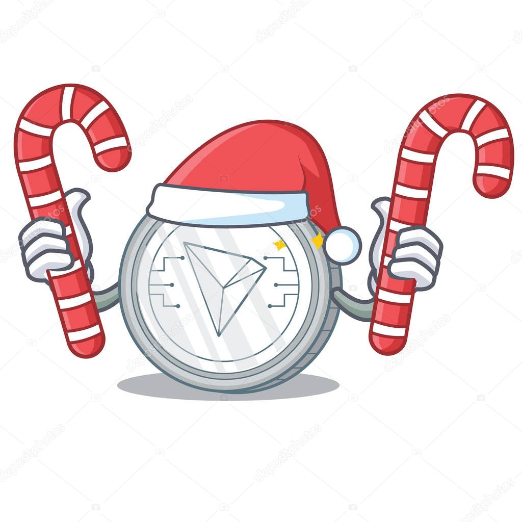 Santa with candy Tron coin character cartoon