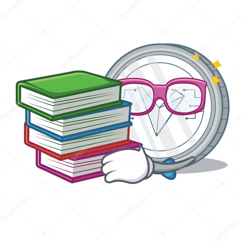 Student with book Tron coin character cartoon