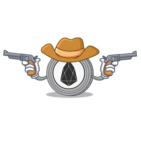 Cowboy EOS personaje de la moneda de dibujos animados — Vector de stock