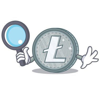 Dedektif Litecoin karakter karikatür tarzı