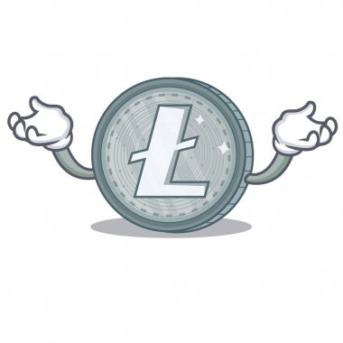Eller yukarıda Litecoin karakter karikatür tarzı