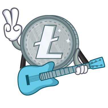 Gitar Litecoin karakter karikatür tarzı ile