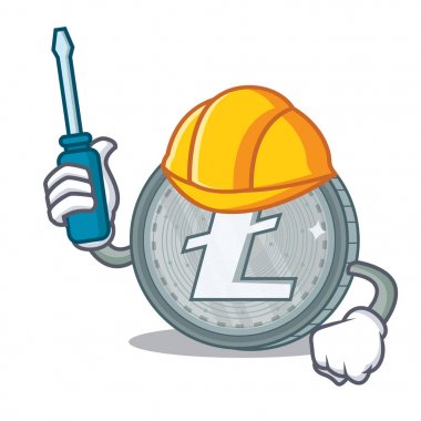 Otomotiv Litecoin karakter karikatür tarzı