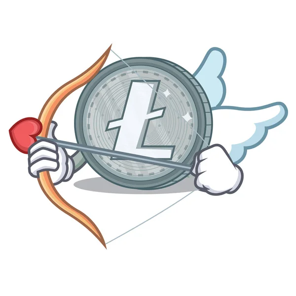 Cupid Litecoin karaktär tecknad stil — Stock vektor