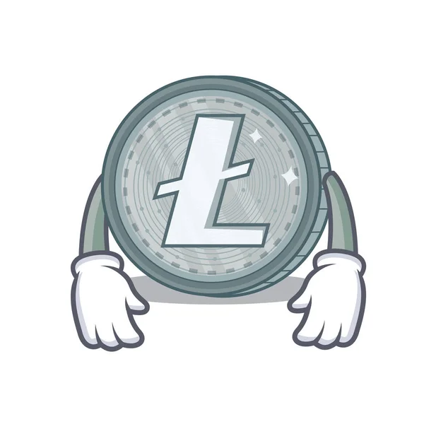 Cansado personaje Litecoin estilo de dibujos animados — Archivo Imágenes Vectoriales