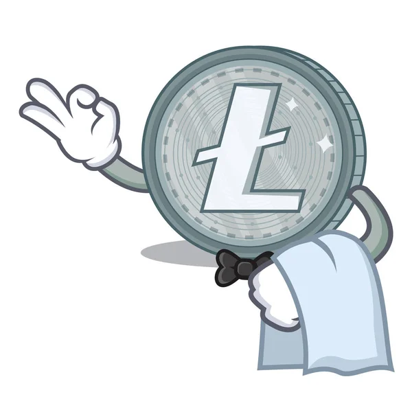 Garçom Litecoin personagem estilo cartoon —  Vetores de Stock