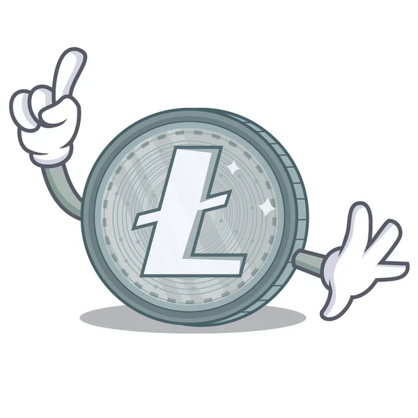Dedo Litecoin personagem desenho animado estilo —  Vetores de Stock