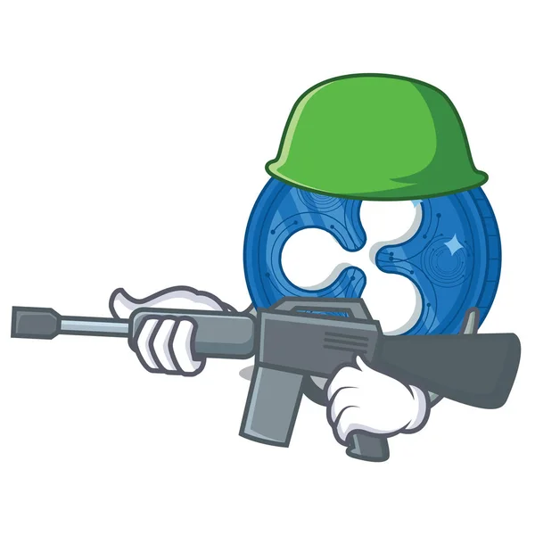 Hadsereg gyűrűző érme karakter cartoon — Stock Vector