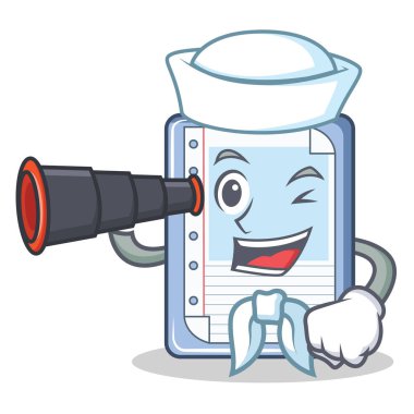 Denizci dürbün Pano karakter karikatür tarzı ile