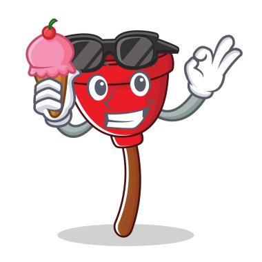 Dondurma dalgıç karakter karikatür tarzı ile