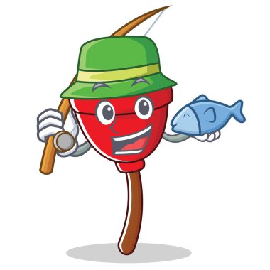 Dalgıç karakter karikatür tarzı Balık tutma