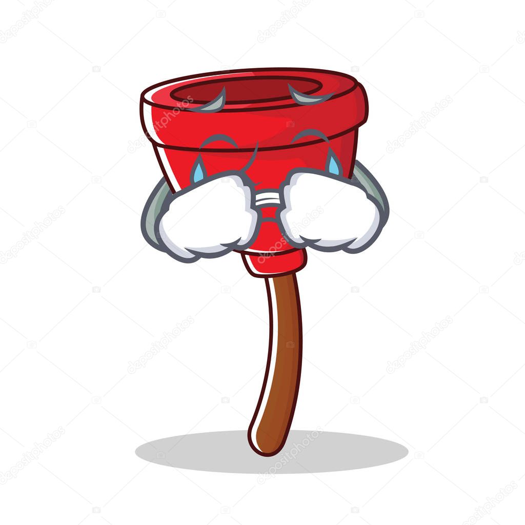 Crying plunger character cartoon style