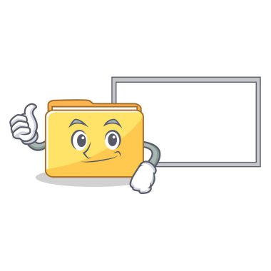 Başparmak yukarıya kurulu klasör karakter karikatür tarzı ile