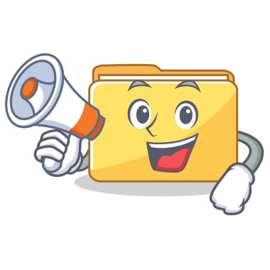 Megafon klasör karakter karikatür tarzı ile