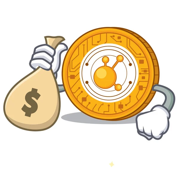 Med pengar väska Bitconnect mynt karaktär tecknad — Stock vektor