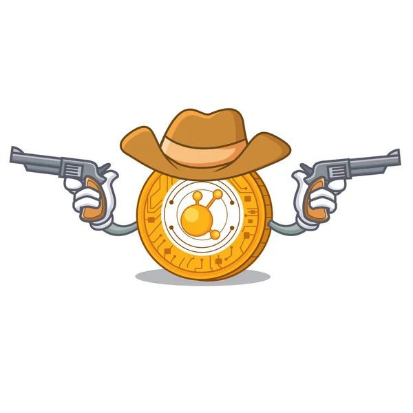 Cowboy BitConnect personaje de la moneda de dibujos animados — Vector de stock