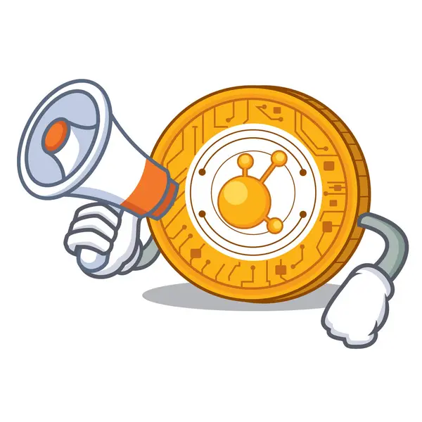 Com megafone BitConnect desenho animado personagem de moeda —  Vetores de Stock