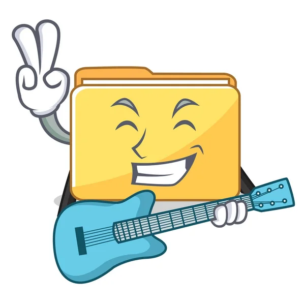 Mit Gitarrenfolder Charakter Cartoon-Stil — Stockvektor