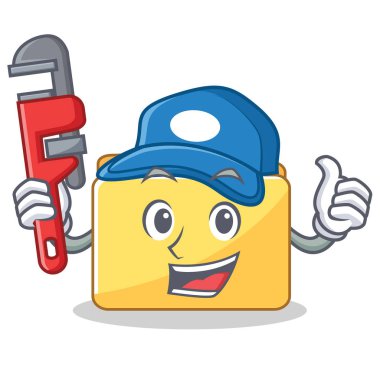 Tesisatçı klasör karakter karikatür tarzı