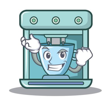 Başarılı kahve makinesi karakter karikatür