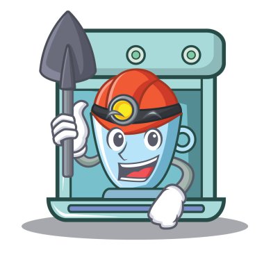 Madenci kahve makinesi karakter karikatür