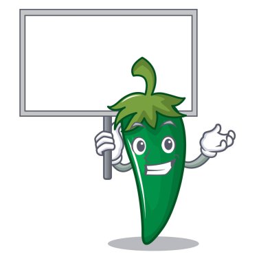 Baord yeşil biber karakter karikatür getirmek