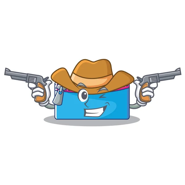 Cowboy pencil case character cartoon — Stock Vector