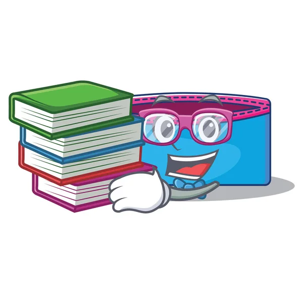 Studente con libro matita caso personaggio cartone animato — Vettoriale Stock