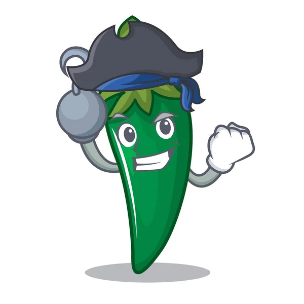 Pirát zelené chilli znakové karikatury — Stockový vektor