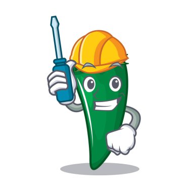 Otomotiv yeşil biber karakter karikatür