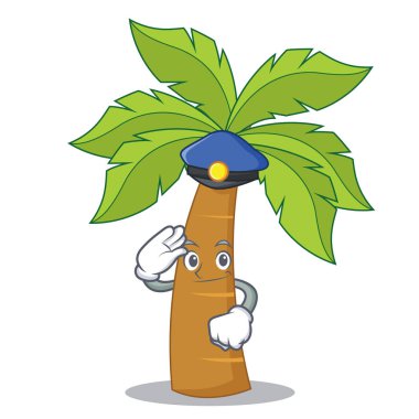 Polis palmiye ağacı karakter karikatür