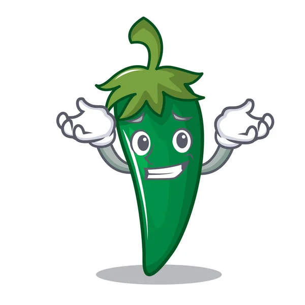 Šklebil se zelené chilli znakové karikatury — Stockový vektor