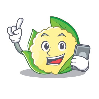 Telefon karnabahar karakter karikatür tarzı ile