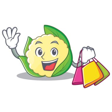 Karnabahar karakter karikatür tarzı alışveriş