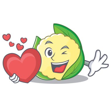 Kalp karnabahar karakter karikatür tarzı ile