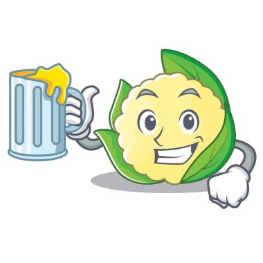 Suyu karnabahar karakter karikatür tarzı ile