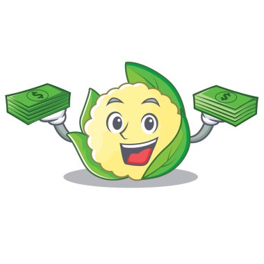 Para karnabahar karakter karikatür tarzı ile