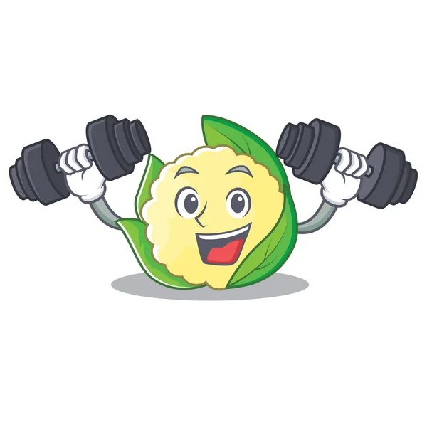 Fitness coliflor carácter dibujos animados estilo — Archivo Imágenes Vectoriales