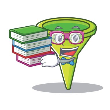 Öğrenci kitap huni karakter karikatür tarzı ile