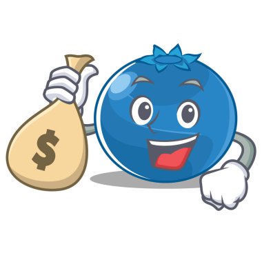 Para çantası yaban mersini karakter karikatür tarzı ile