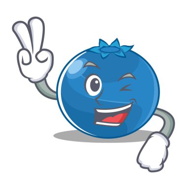 İki yaban mersini karakter karikatür tarzı parmak