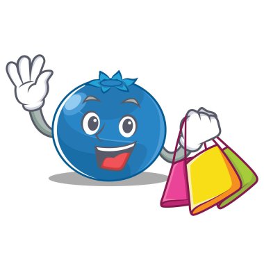 Yaban mersini karakter karikatür tarzı alışveriş