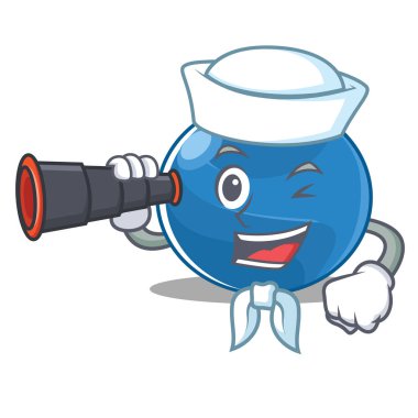 Denizci dürbün yaban mersini karakter karikatür tarzı ile