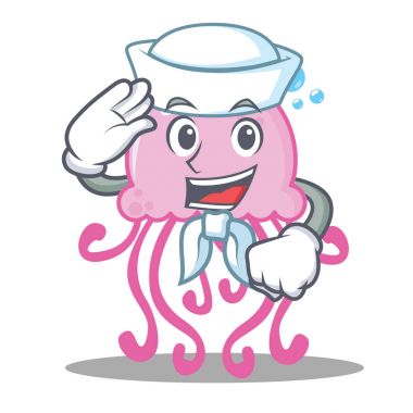 Denizci şirin denizanası karakter karikatür