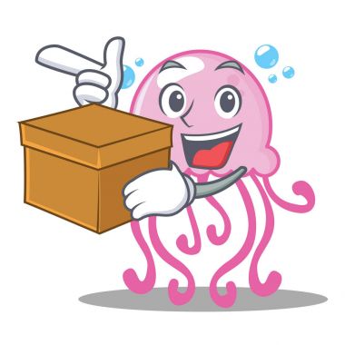 Kutusu şirin denizanası karakter karikatür ile